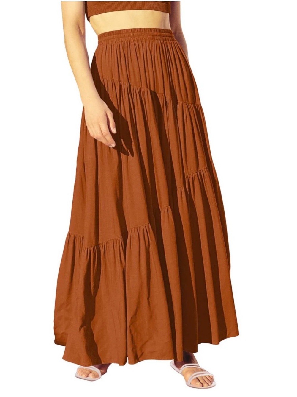 NWOT Anrabess rust high waist boho maxi skirt